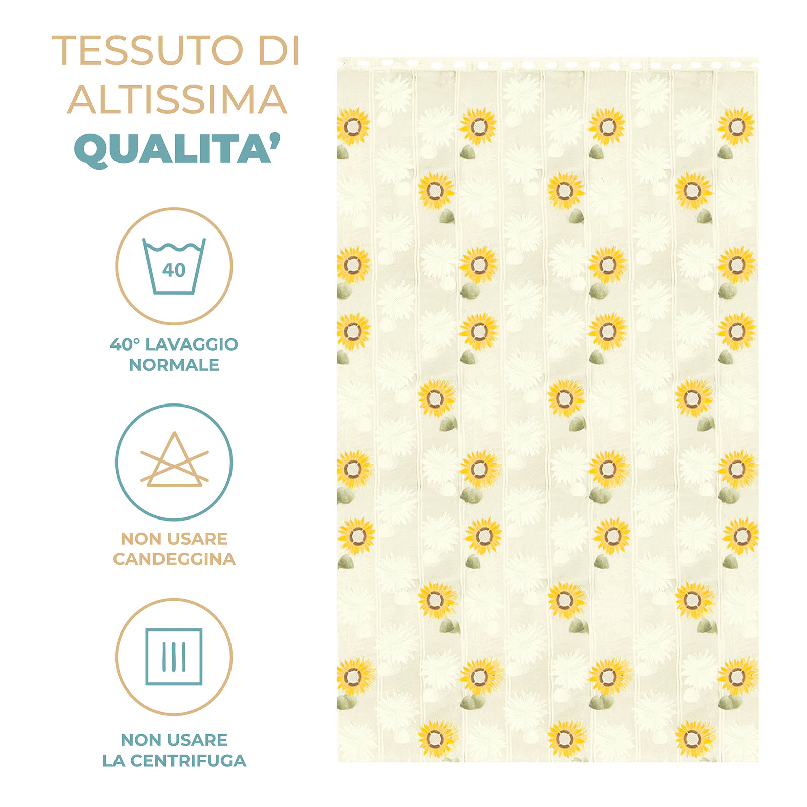 Tenda Zanzariera Waterproof Girasole 150x250 cm  Retinata Piombata Antizanzara con Anelli Passanti