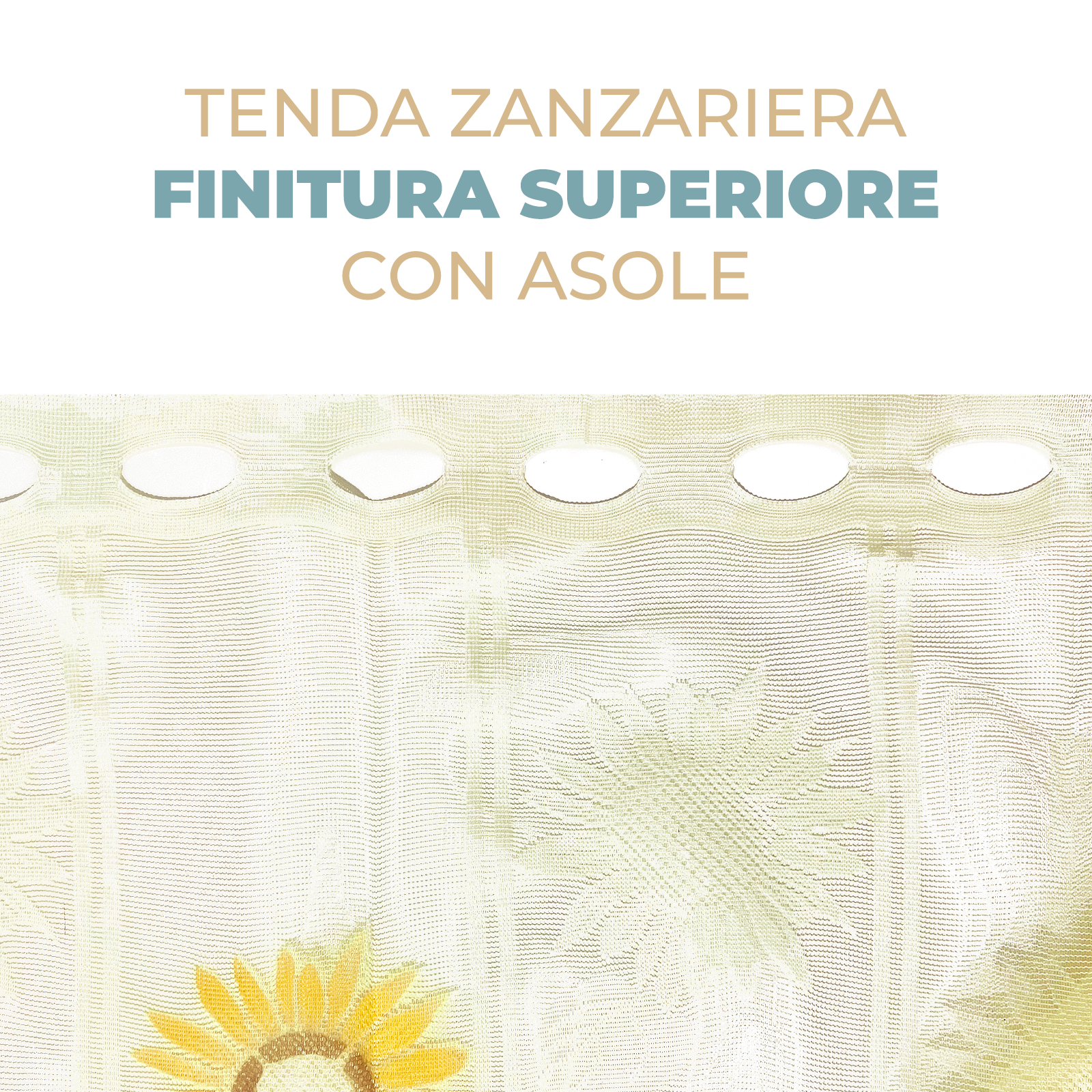 Tenda Zanzariera Waterproof Girasole 150x250 cm  Retinata Piombata Antizanzara con Anelli Passanti