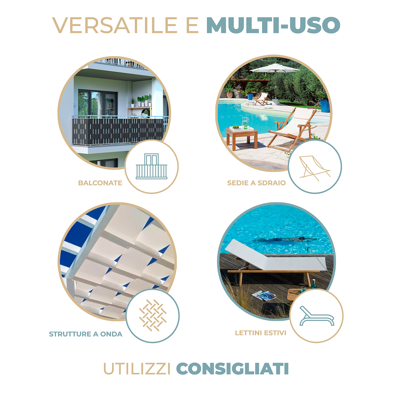 Tessuto a Righe per Sedie Sdraio  Larghezza 45 cm Colori Beige Blu Verde – Vendita al Metro