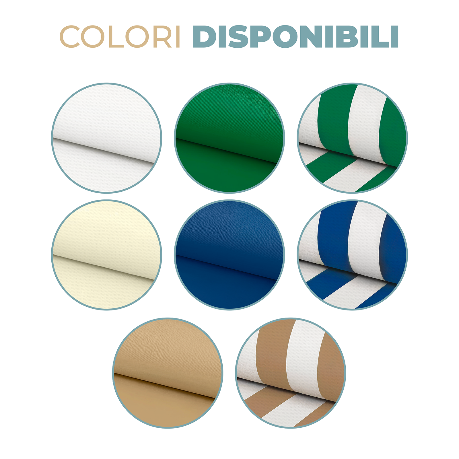 Tessuto a Righe per Sedie Sdraio  Larghezza 45 cm Colori Beige Blu Verde – Vendita al Metro