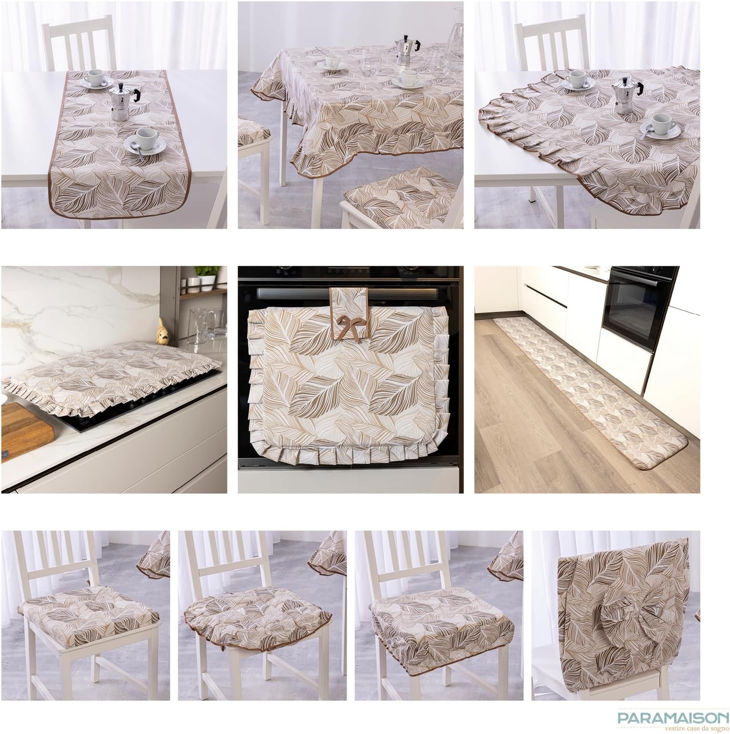 Tovaglia Copritavolo Plastificata 6 Posti 140x170 cm Rettangolare Antimacchia e Impermeabile Foglia