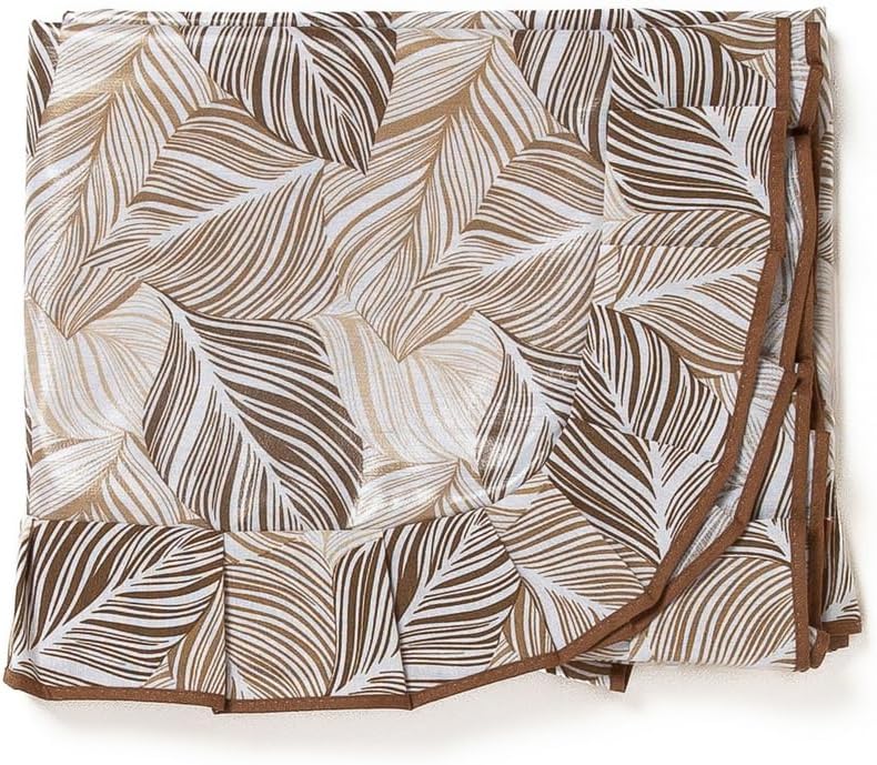 Copritavolo con voilant Tovaglia Plastificata Quadrata Foglia Antimacchia e Impermeabile 4 Posti 150 x 150 cm