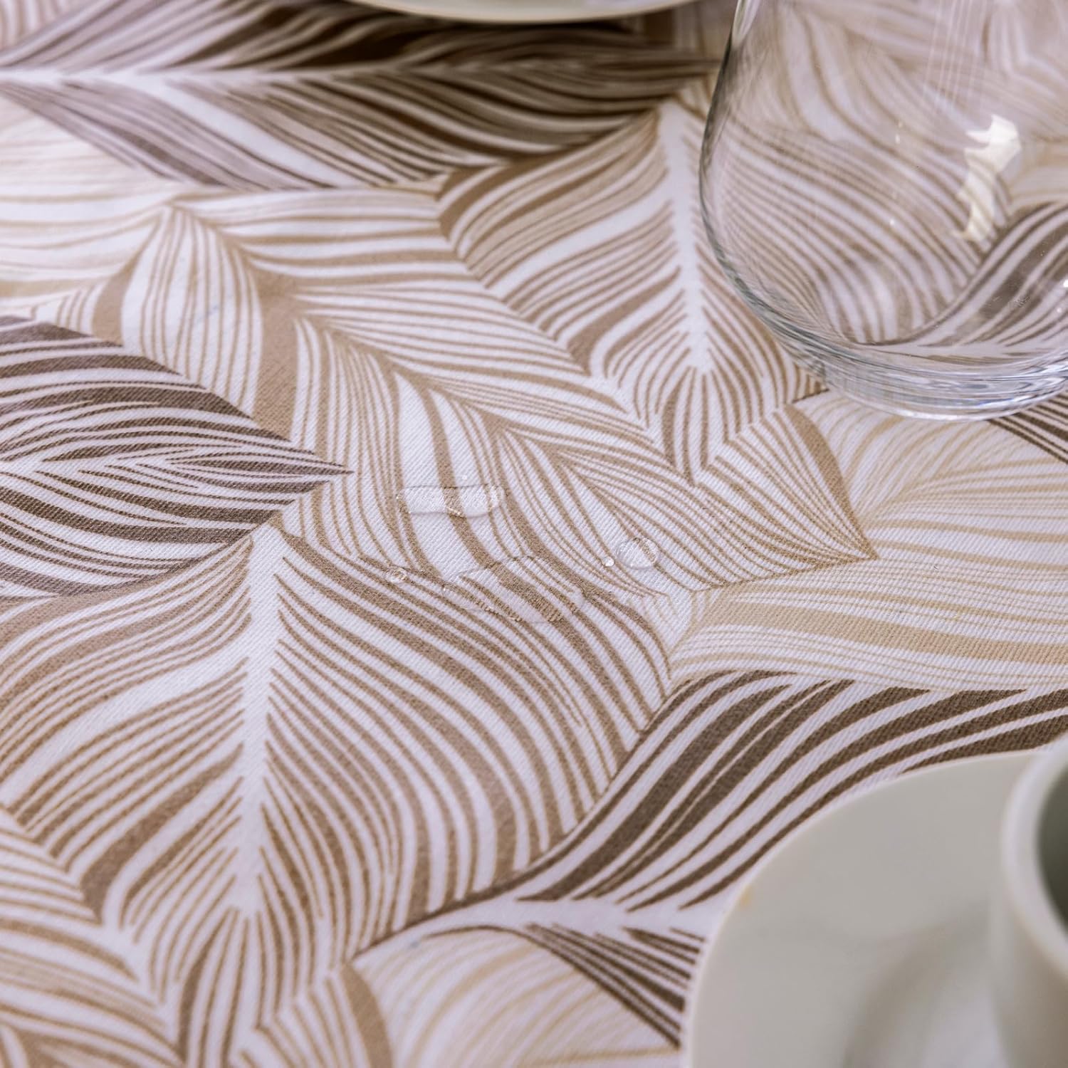 Tovaglia Copritavolo Plastificata 6 Posti 140x170 cm Rettangolare Antimacchia e Impermeabile Foglia
