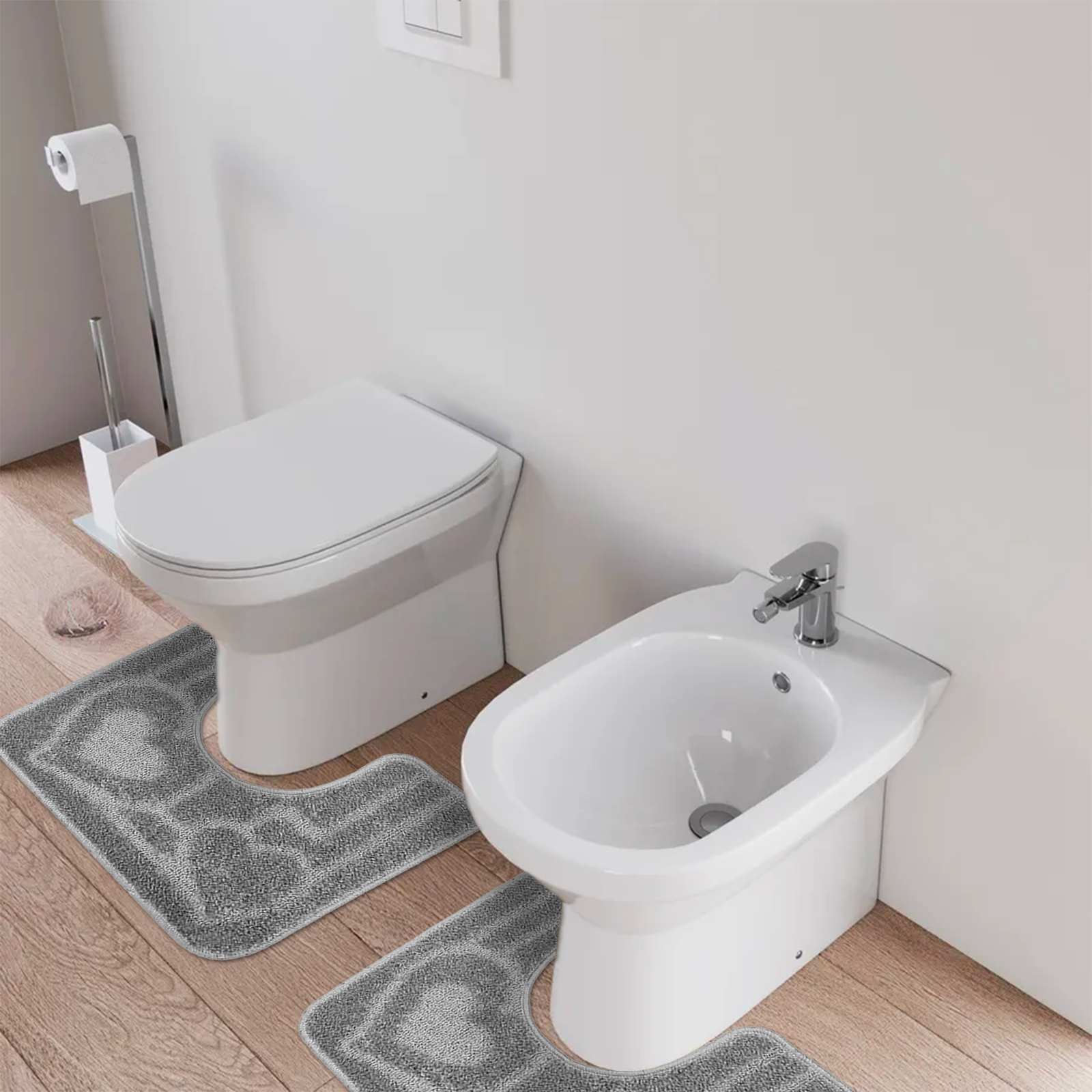 Tappeti Bagno 3 Pezzi, Coordinati Cuori Morbido Antiscivolo Pelo Corto Cuore