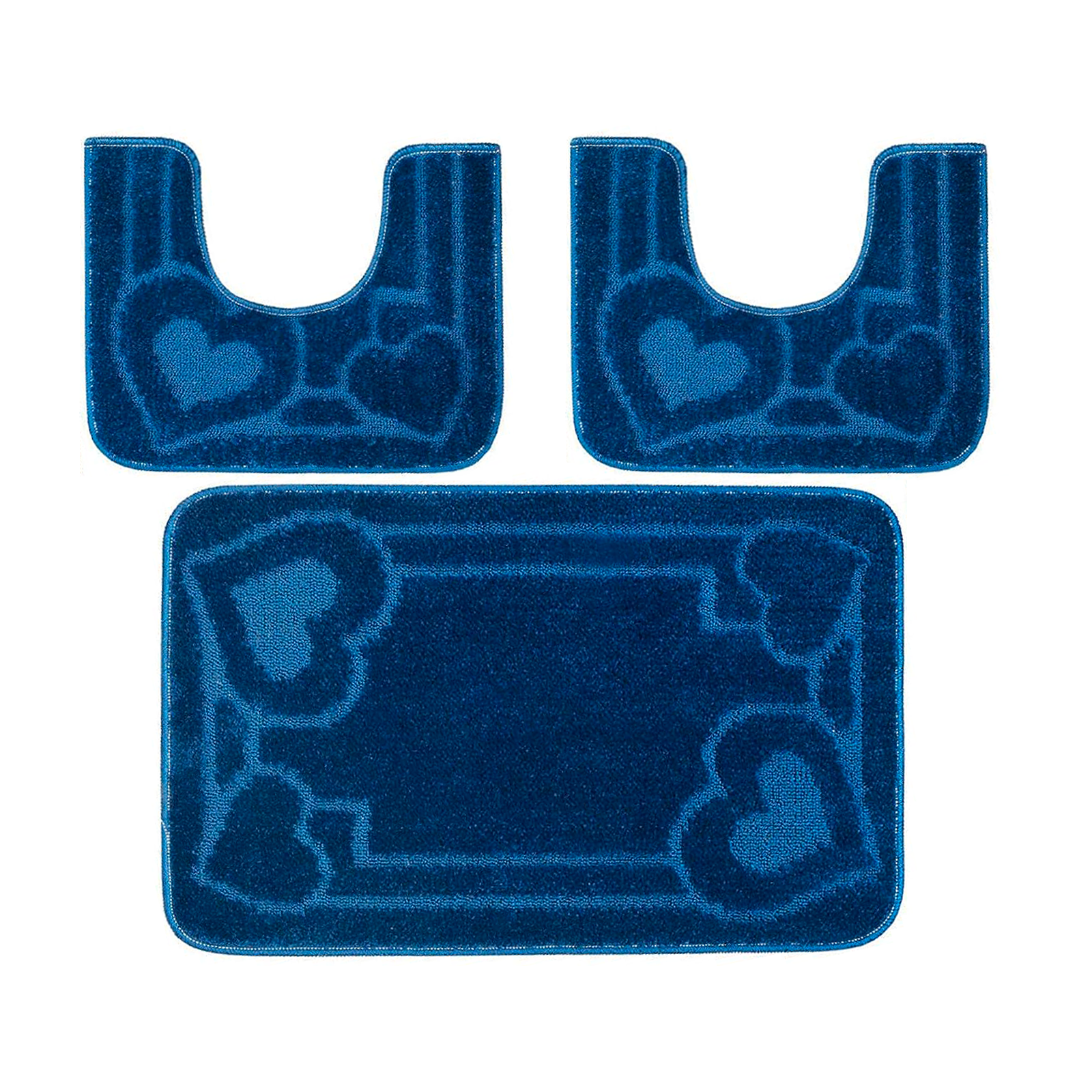 Tappeti Bagno 3 Pezzi, Coordinati Cuori Morbido Antiscivolo Pelo Corto Cuore