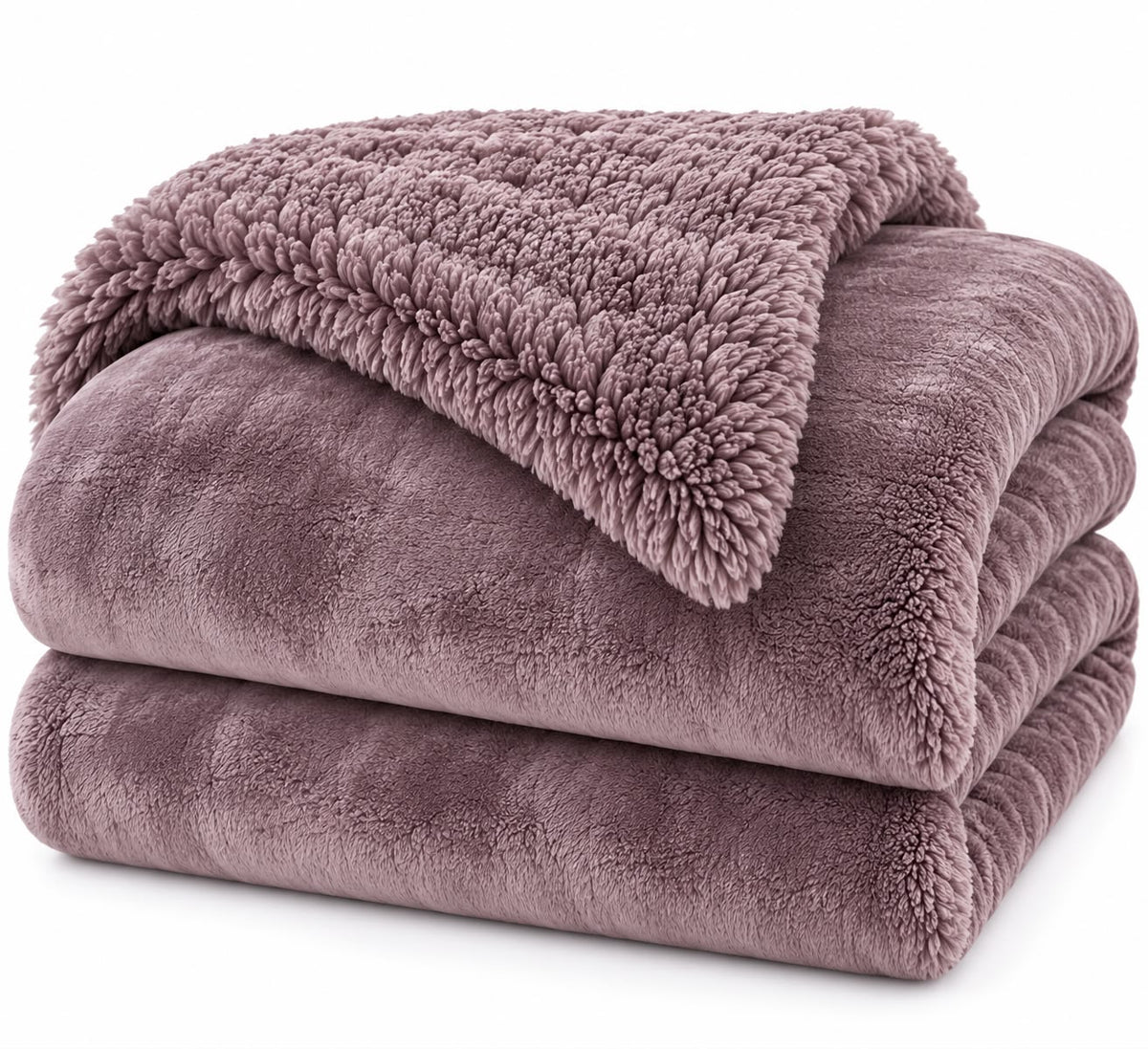 Coperta Matrimoniale Alaska in Ecopelliccia Coral e Sherpa 250x260 cm Plaid Invernale Doppio Strato 460 gr/m² Extra Morbida Calda e Soffice 5/5 Punti Calore