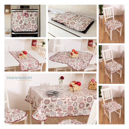 Cuscini Coprisedia 40x40 sfoderabili con Volant Shabby Chic country Imbottito con Laccetti Set da 6 pezzi Linea cuore