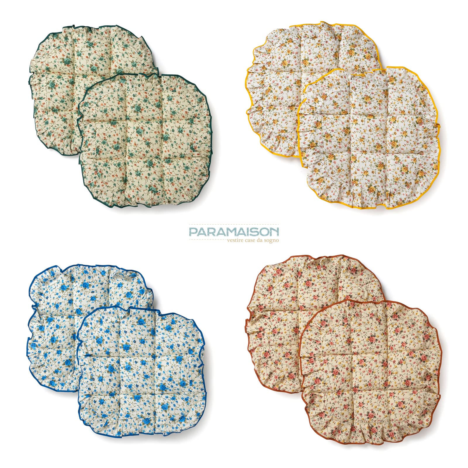 Cuscino Coprisedia trapuntato con alette stile Provenzale vari colori