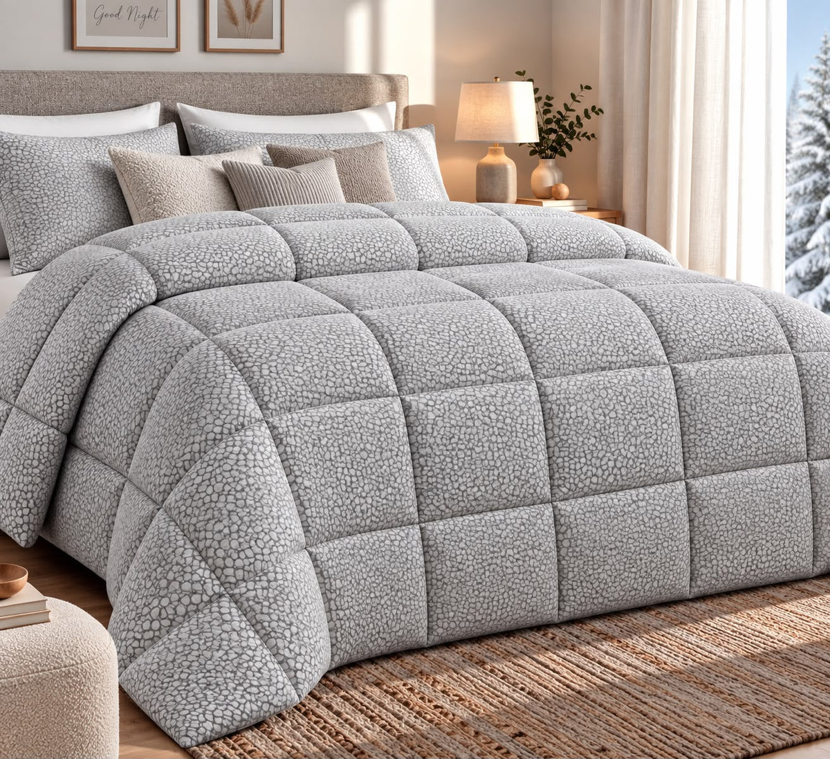 Trapunta Piumone Matrimoniale in Raso Jacquard 260x270 cm 300 g/m² Vari colori