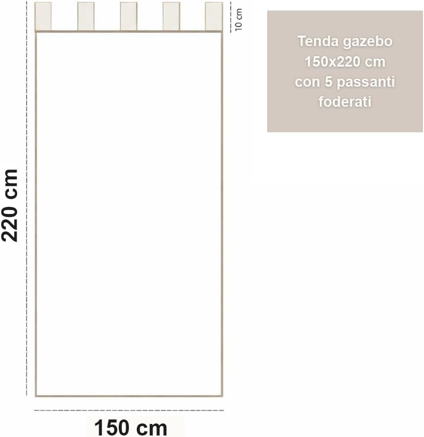 Tenda Gazebo Idrorepellente per Esterno First 150x270 con passanti foderati Vari colori