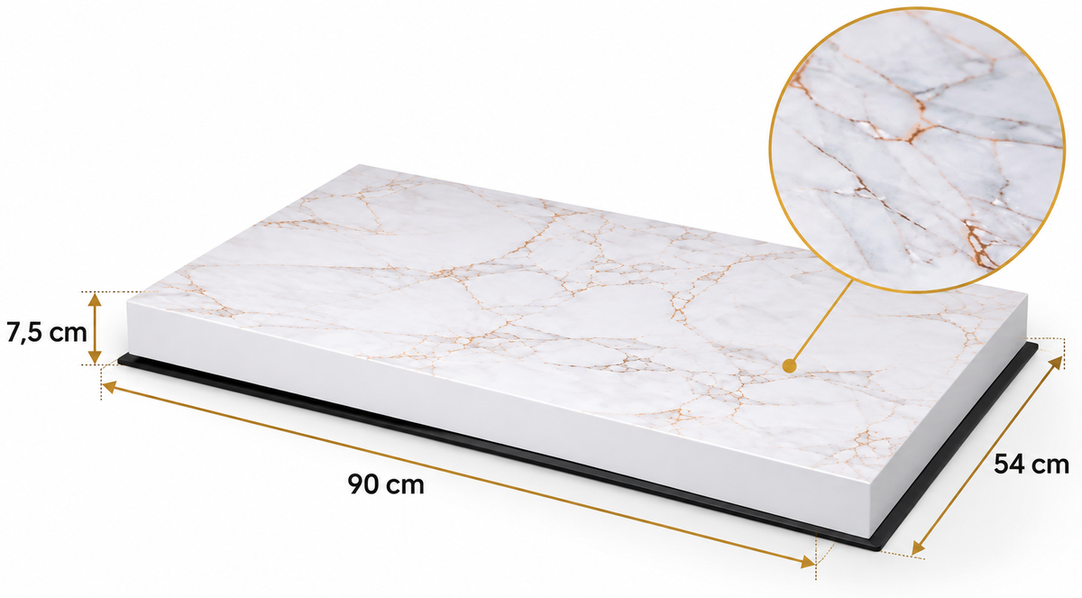 Coprifornello in Legno 90x54x7,5 cm Effetto Marmo – Copripiano Cottura Ultraresistente Impermeabile Antigraffio Piano d’Appoggio Cucina Oro o Silver
