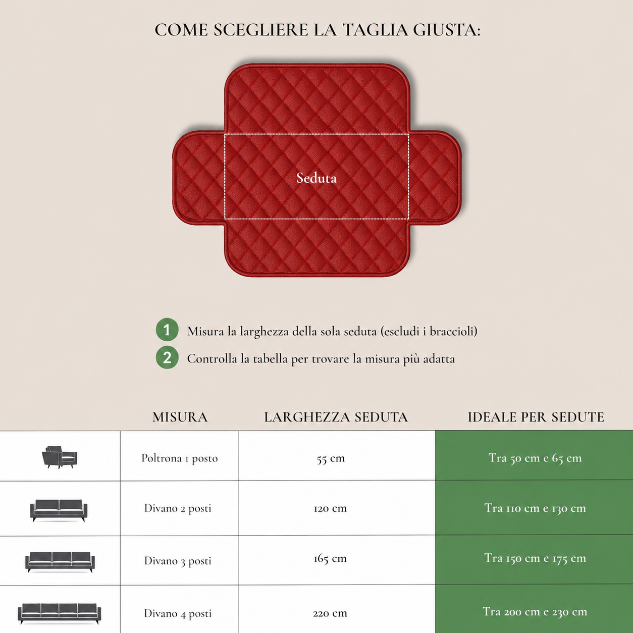 Copridivano 2 Posti Impermeabile con Braccioli Antiscivolo Double Face Trapuntato Lavabile Protezione Anti Macchia Anti Graffio Pet Friendly per Cani e Gatti