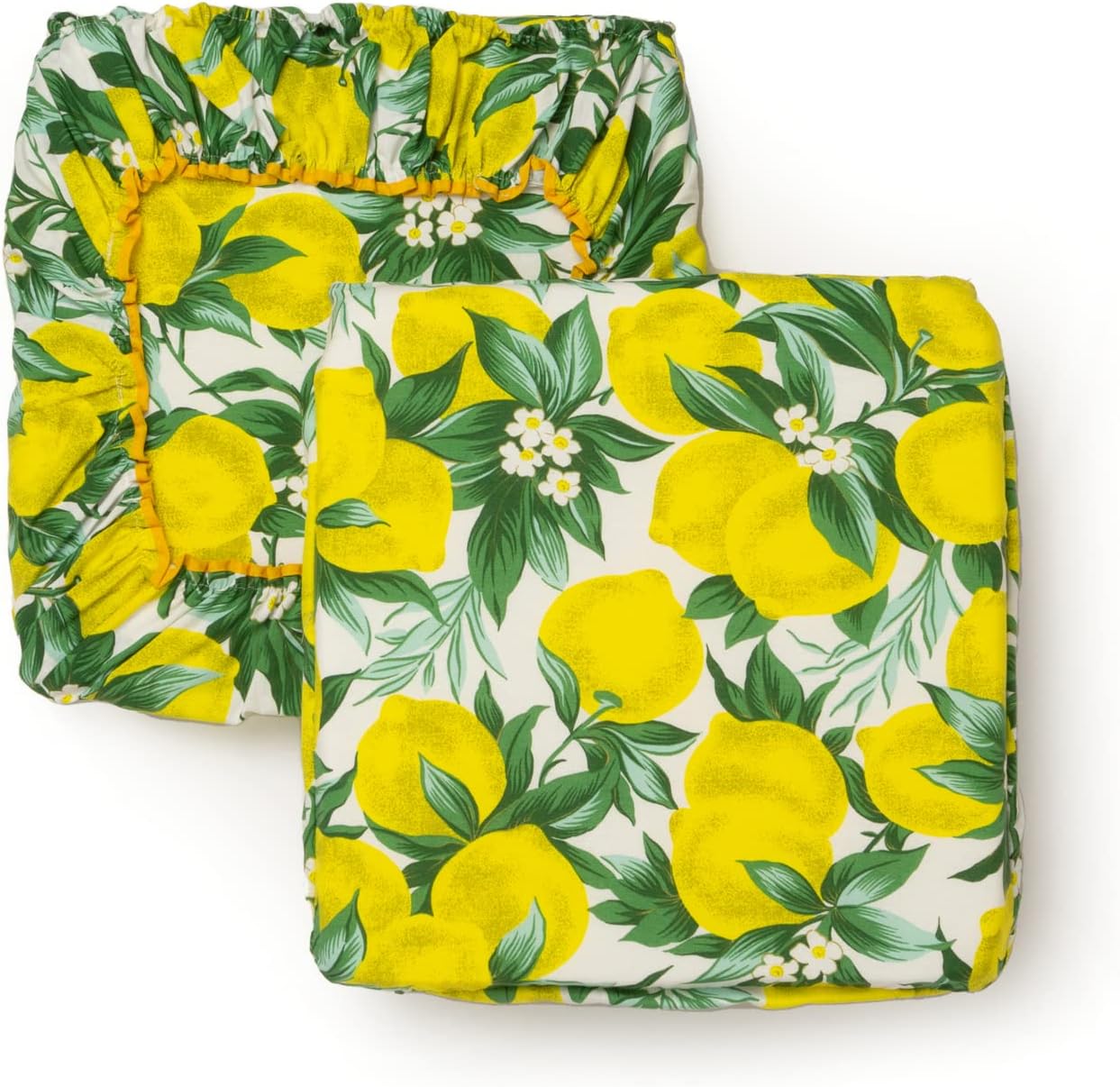 Cuscini Coprisedia Shabby Chic Country Linea Limoni Imbottiti Sfoderabili con Fascia Elastica 40x40 cm Set da 2 Pezzi