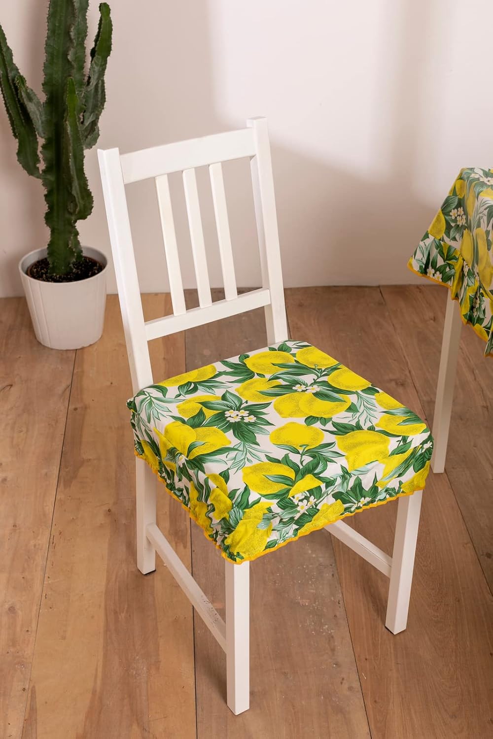 Cuscini Coprisedia Shabby Chic Country Linea Limoni Imbottiti Sfoderabili con Fascia Elastica 40x40 cm Set da 2 Pezzi
