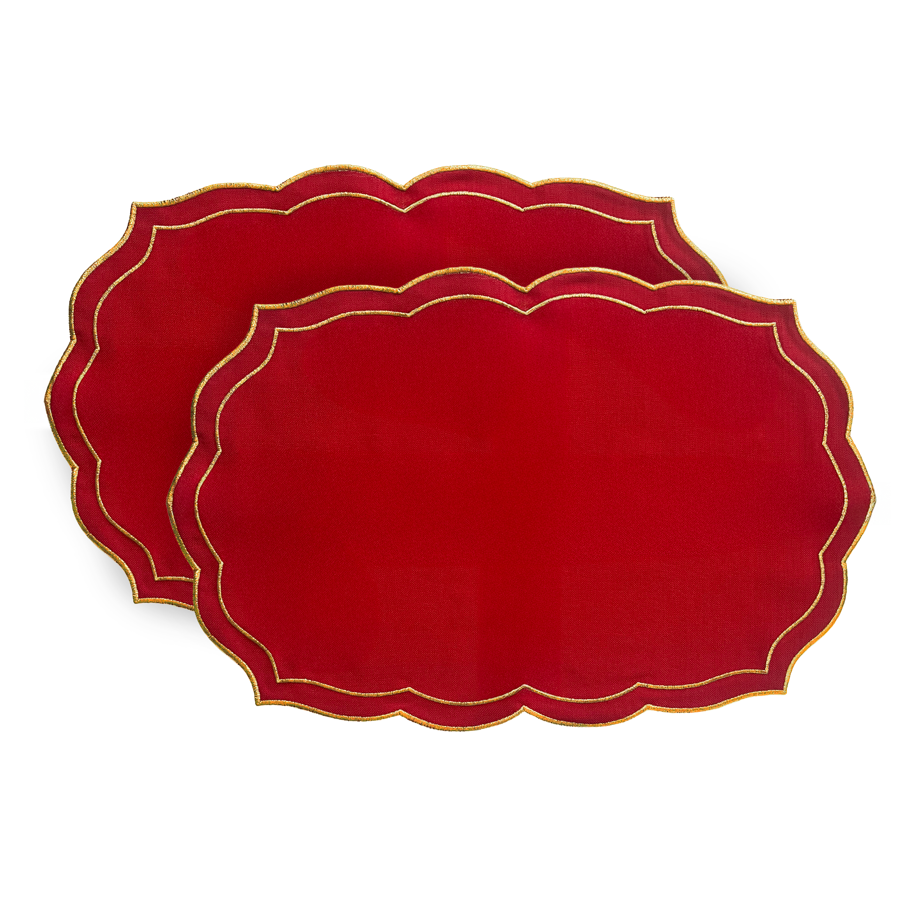 Tovaglietta Sottopiatto Natalizia con Smerlo Lurex Gold 48x32 cm set 2 pezzi Vari colori