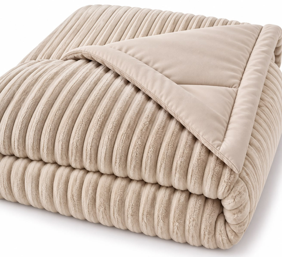 Trapunta Matrimoniale Invernale Velvet Elsa Super Soft 600 gr Effetto Velluto a Righe in Rilievo Calda e Morbidissima Imbottitura Extra Comfort Double Face 260x270 cm Made in Italy