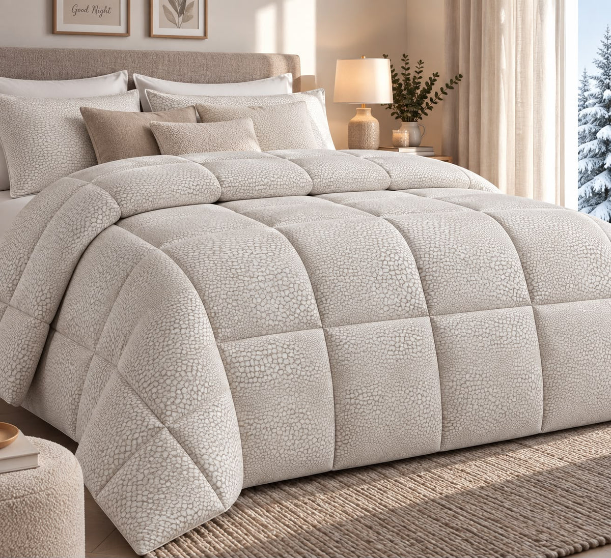 Trapunta Piumone Matrimoniale in Raso Jacquard 260x270 cm 300 g/m² Vari colori
