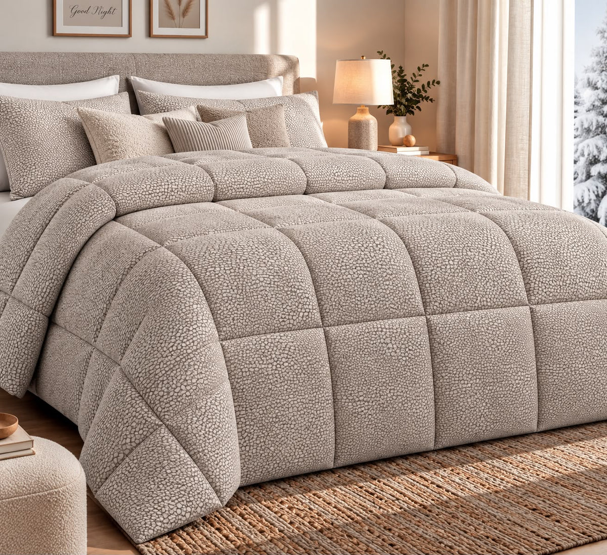 Trapunta Piumone Matrimoniale in Raso Jacquard 260x270 cm 300 g/m² Vari colori