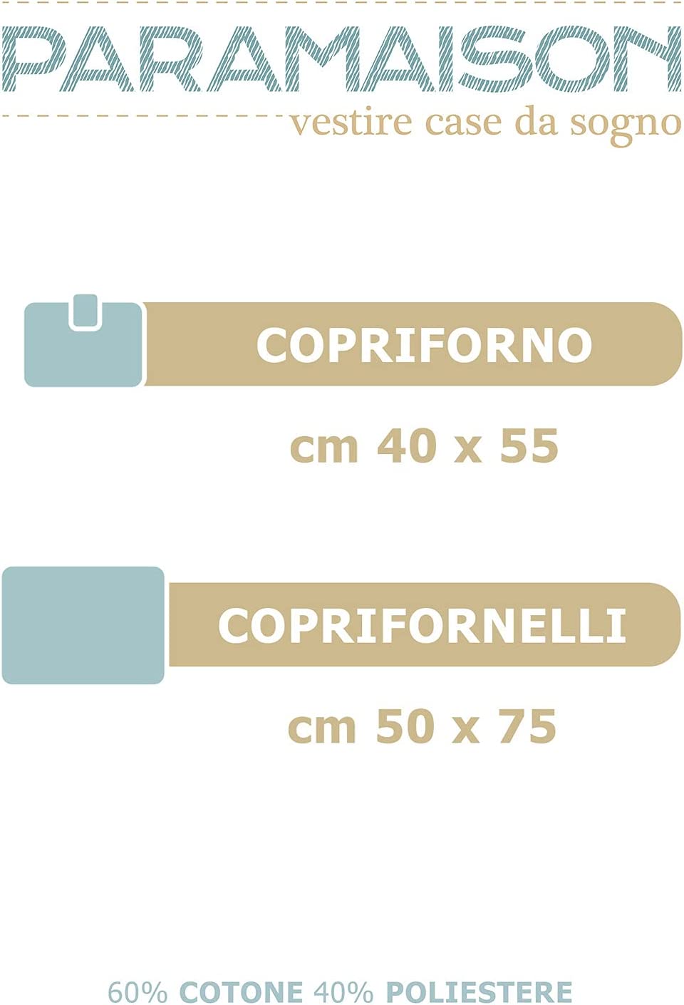 Copriforno e Coprifornello rettangolare Imbottito e Lavabile linea Melange Set 1+1